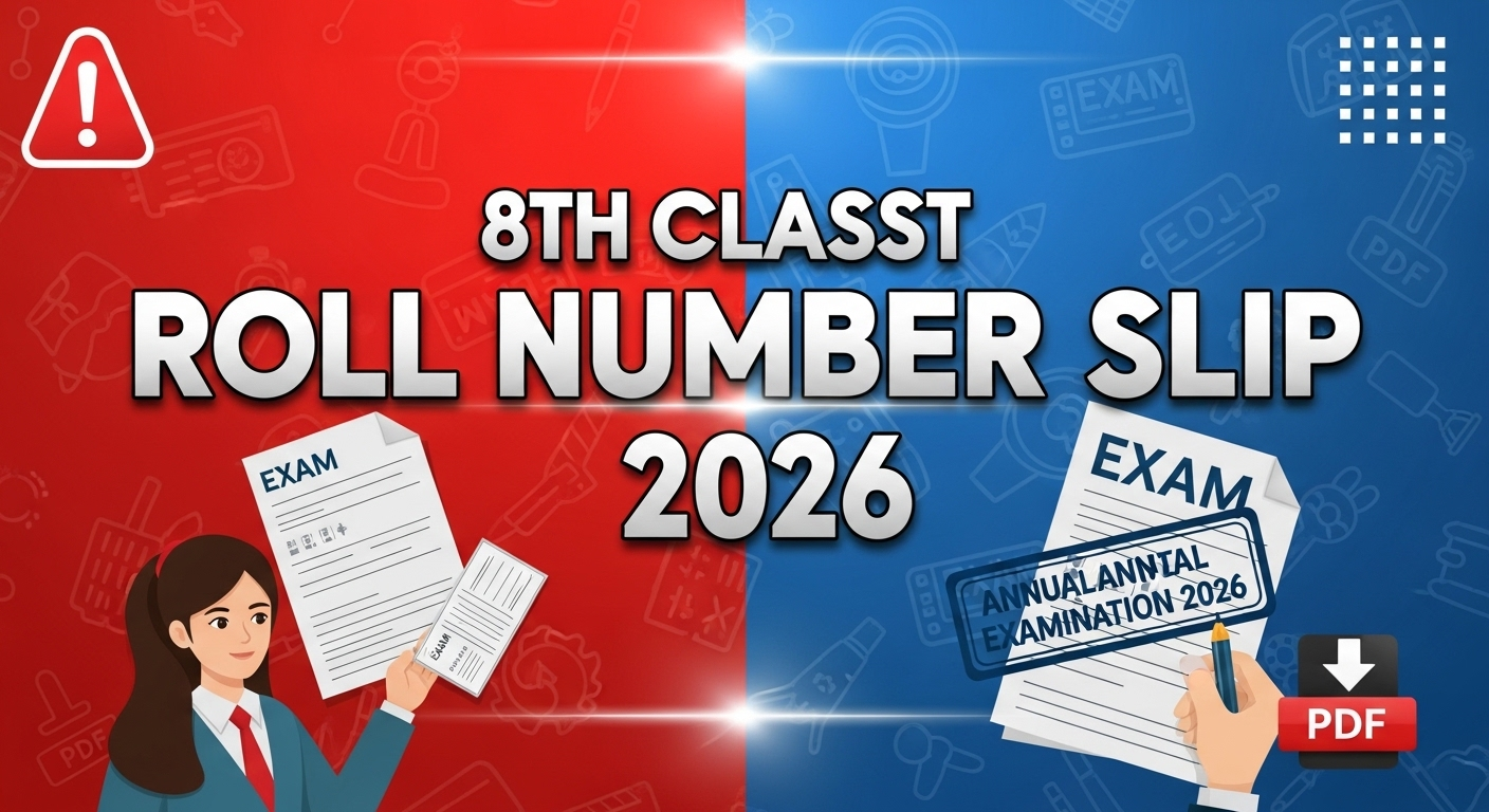 Roll Number Slips Class 8 Annual Examination 2026 Download